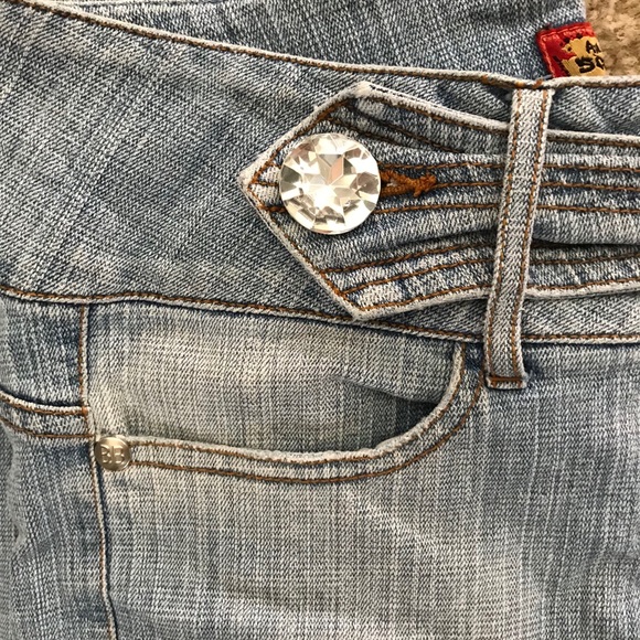 SALE!  BOOM BOOM Cropped WIDE Leg RHINESTONE JEANS 5 - Picture 8 of 8